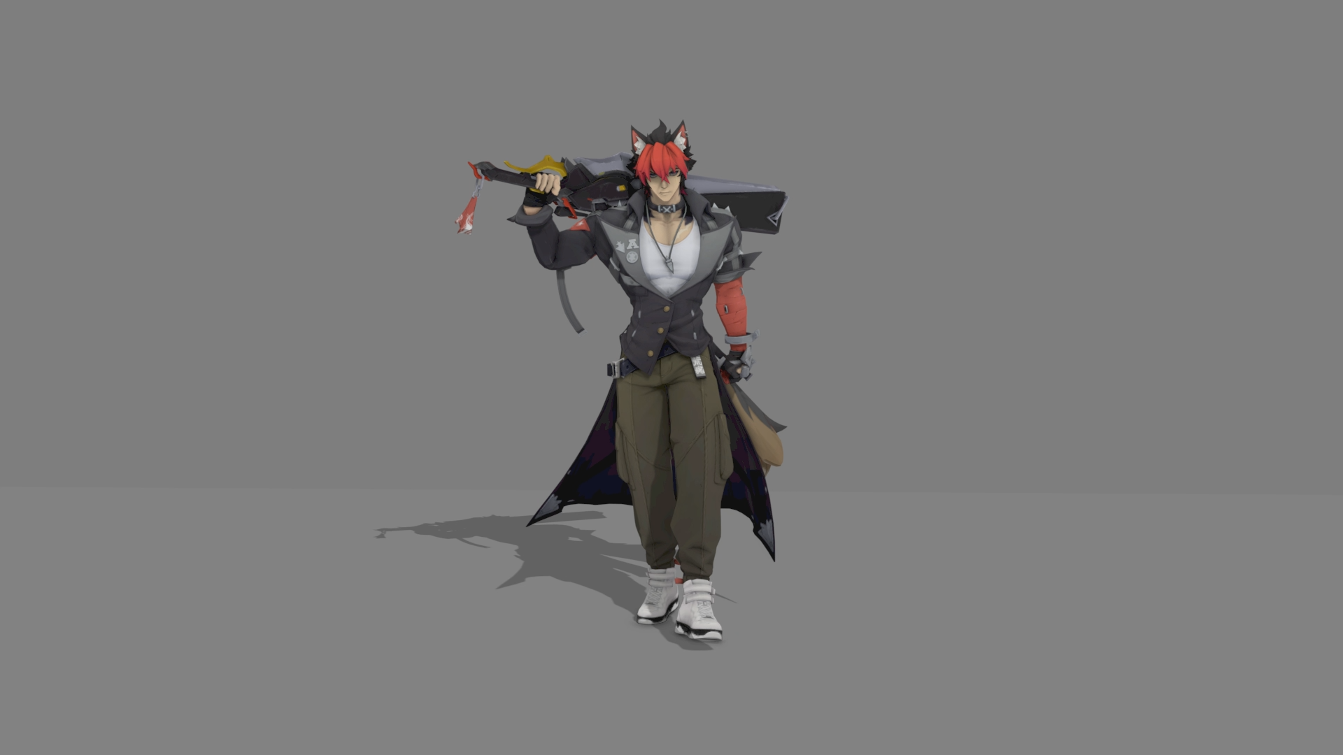 扛武器走