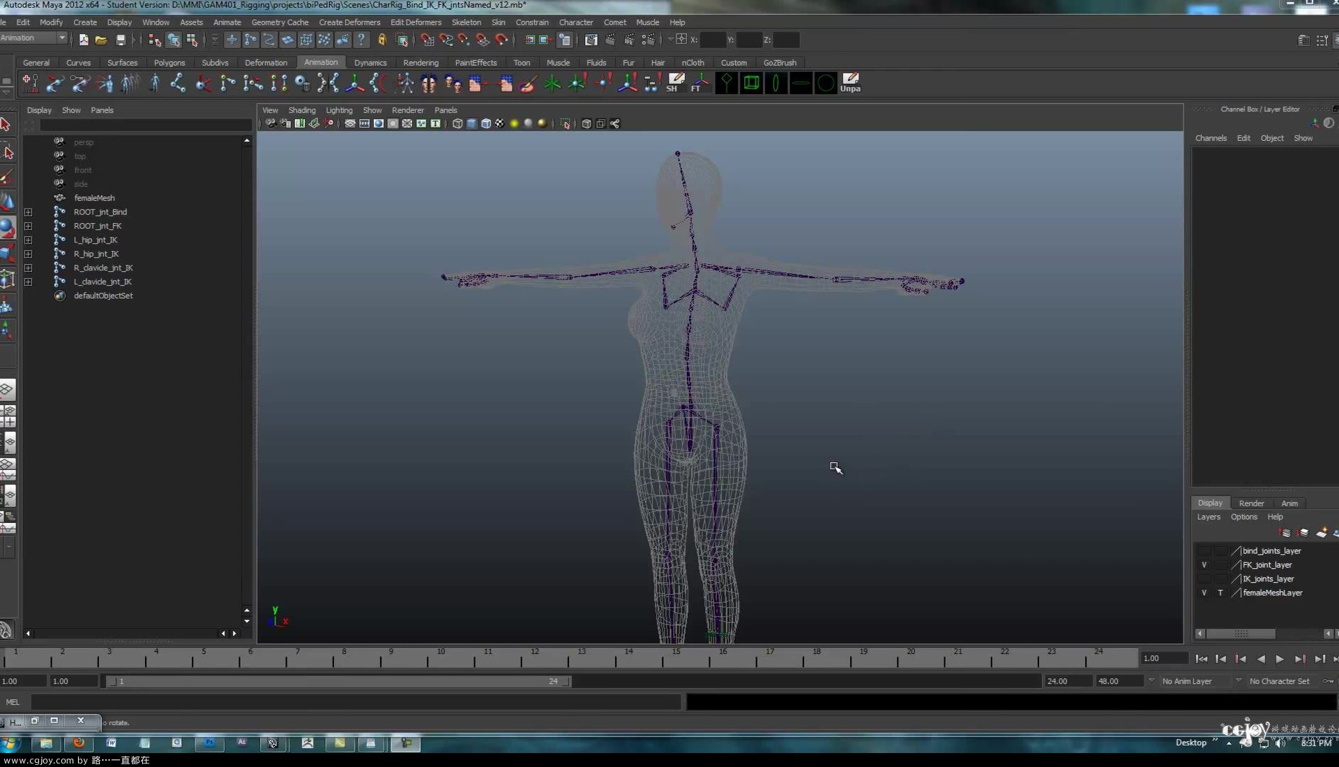 Maya Character Rigging Tutorial - Rigging the Arm   Hand with FK - (Session #3 -.jpg