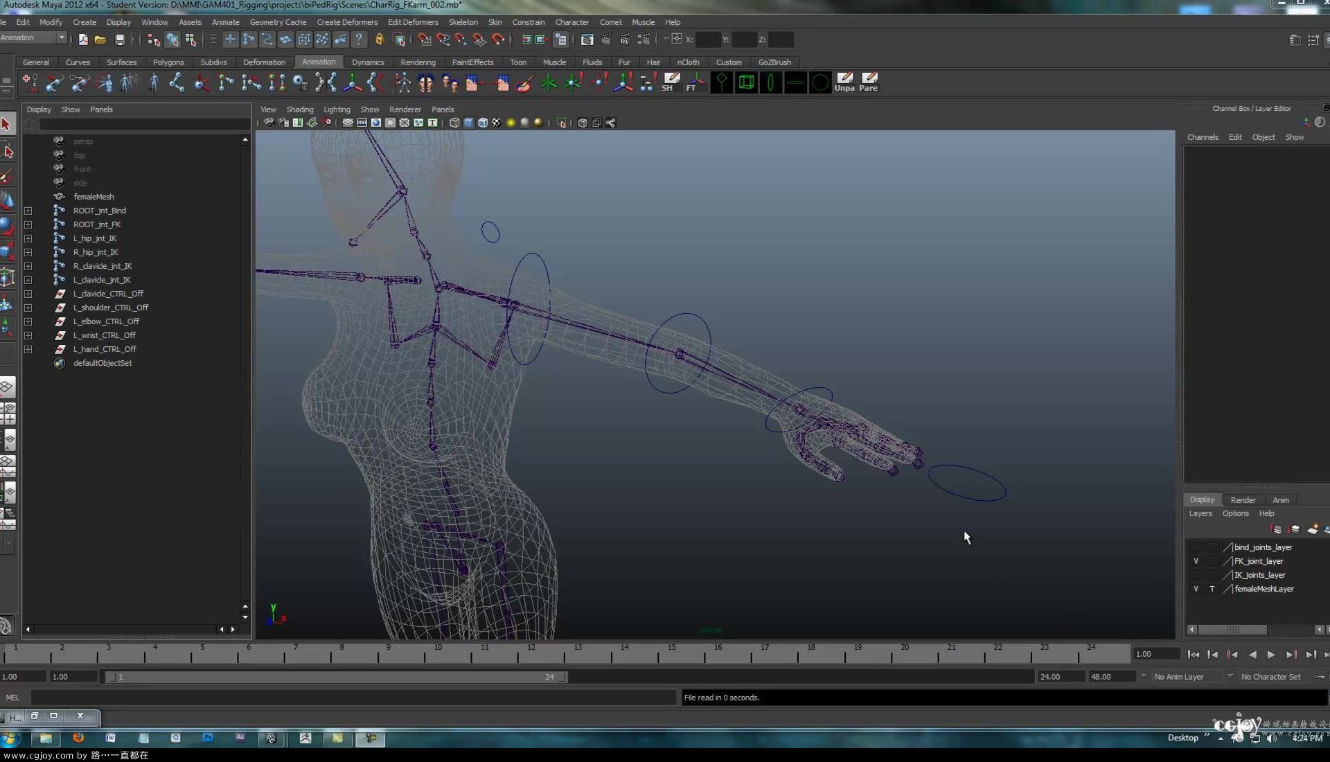 Maya Character Rigging Tutorial - Rigging the Arm   Hand with FK - (Session #3 -.jpg