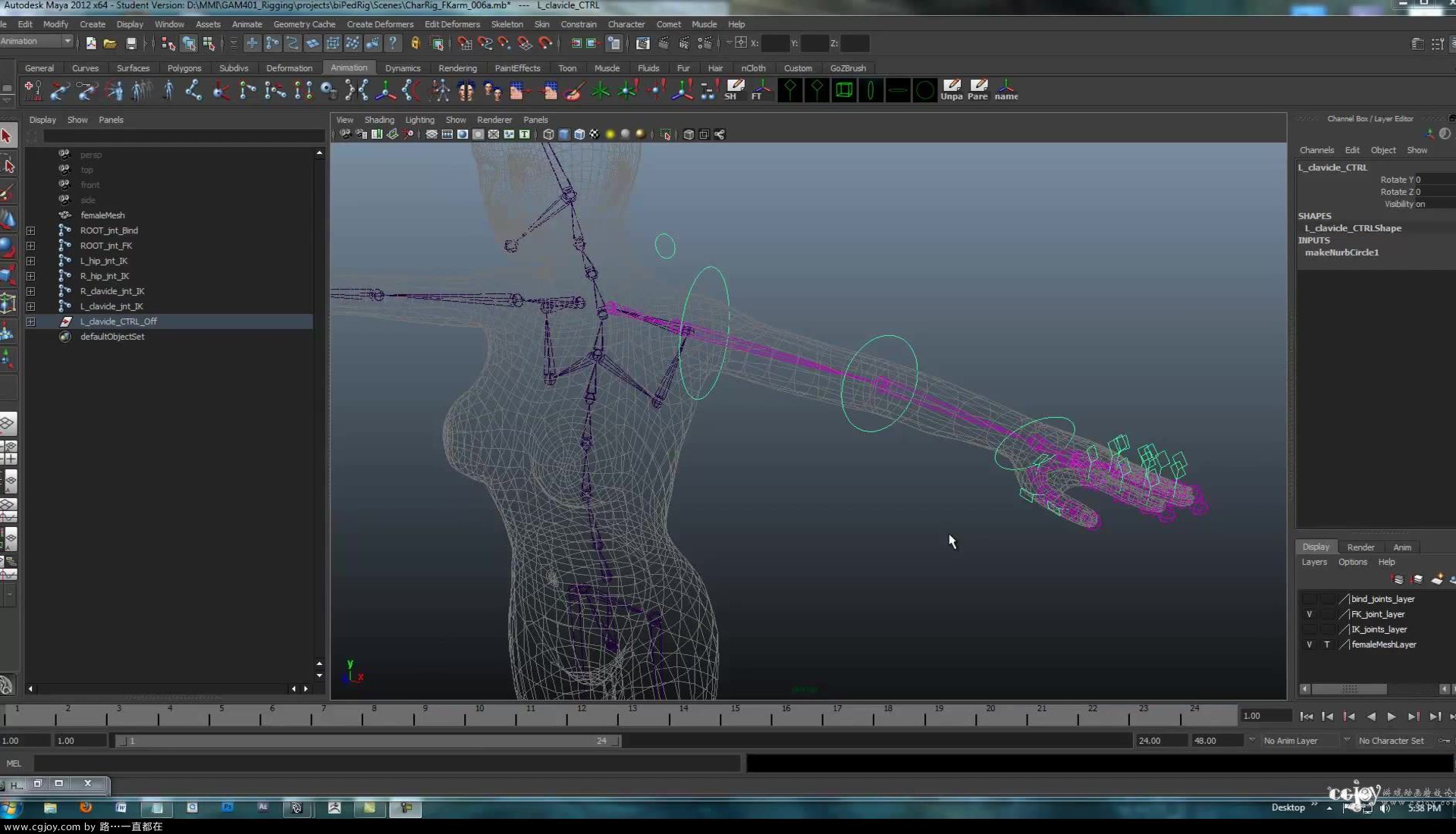 Maya Character Rigging Tutorial - Rigging the Arm   Hand with FK - (Session #3 -.jpg