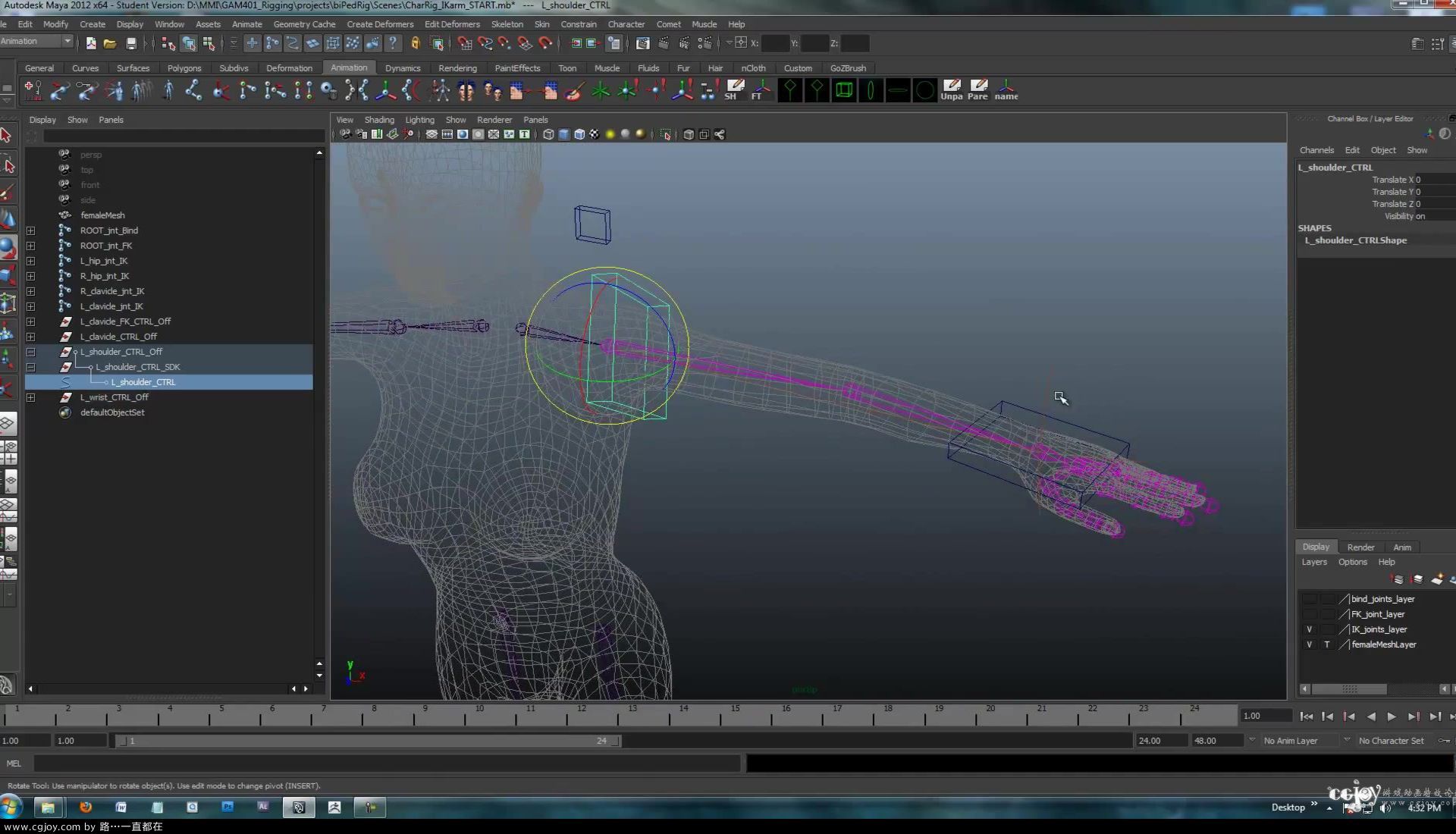 Maya Character Rigging Tutorial - Rigging the Arm   Hand with IK - (Session #4 -.jpg