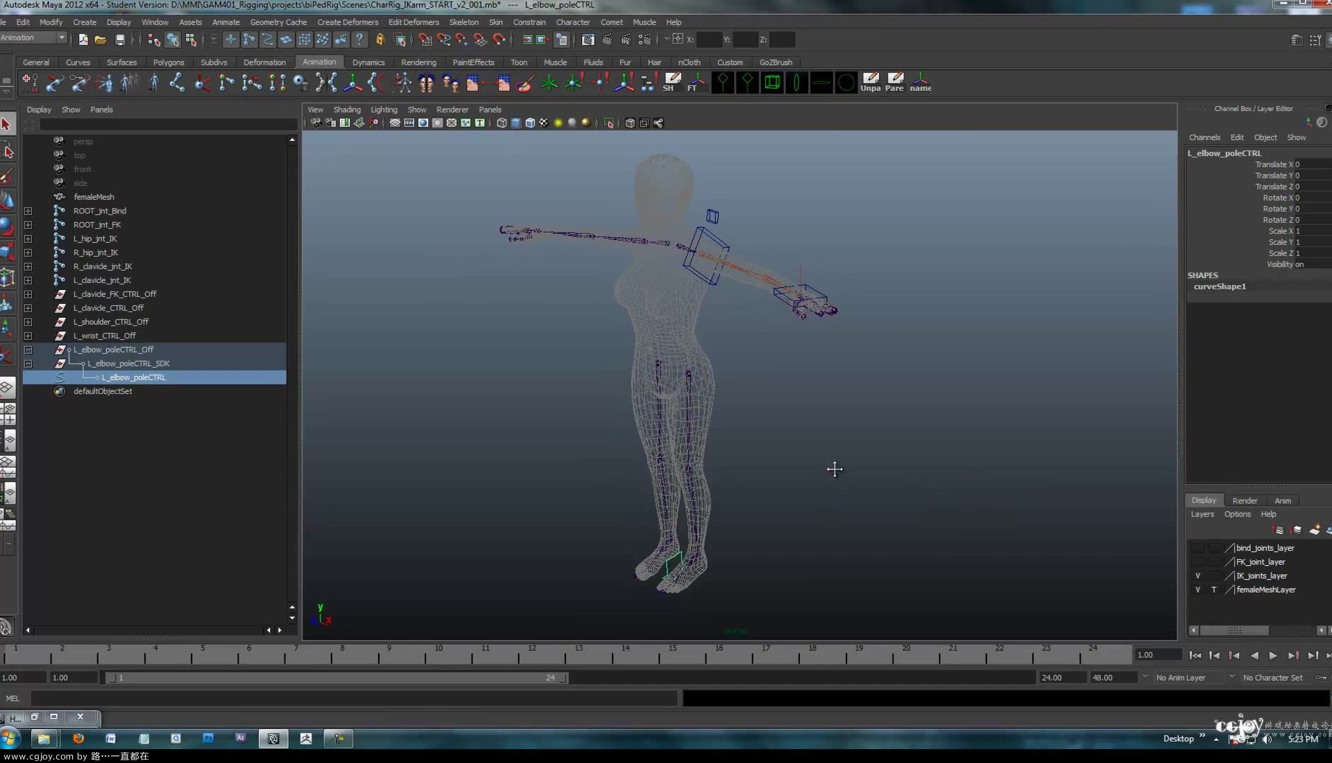 Maya Character Rigging Tutorial - Rigging the Arm   Hand with IK - (Session #4 -.jpg