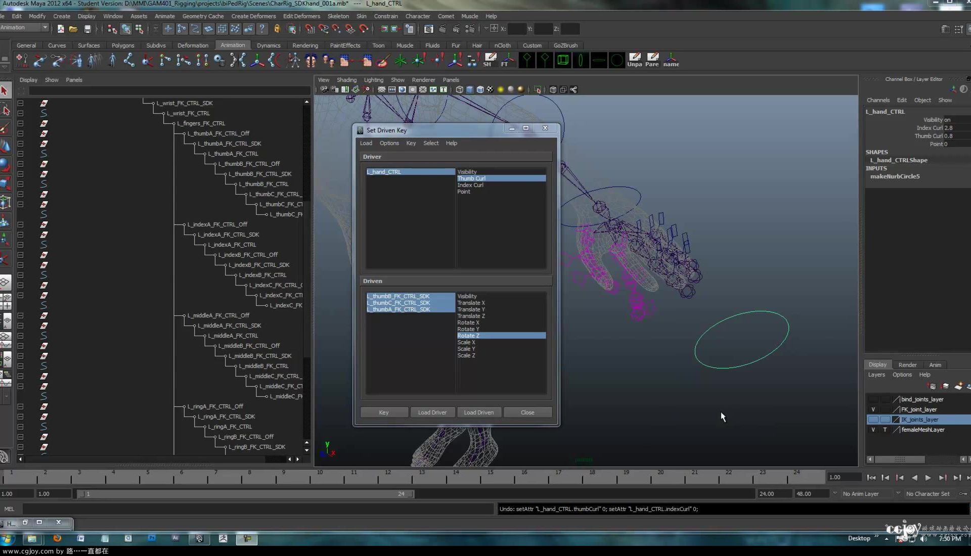Maya Character Rigging Tutorial - Rigging the Hand with SDK - (Session #5 -- par.jpg