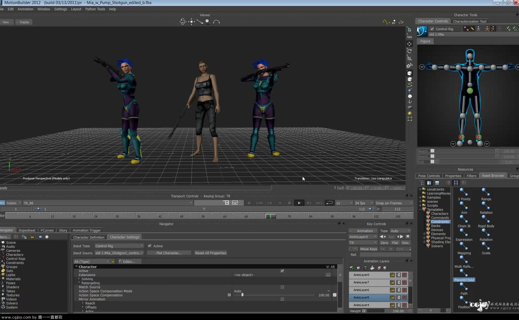 MotionBuilder Speed Tutorial (Basic Part 8) How to Constrain a 3D Shotgun to an .jpg