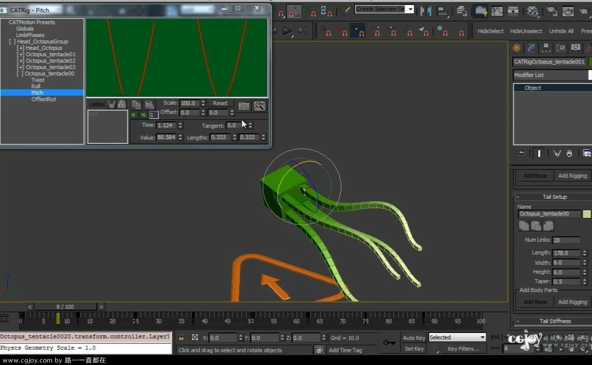 Tutorial How to create animated Tentacles with 3dsmax CAT Part 1.flv_20131124_23.jpg