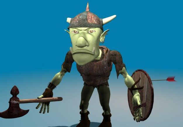 goblin 手执盾和斧的妖怪