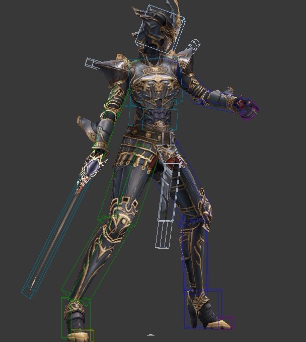 盔甲女剑士带骨骼动画3d模型下载