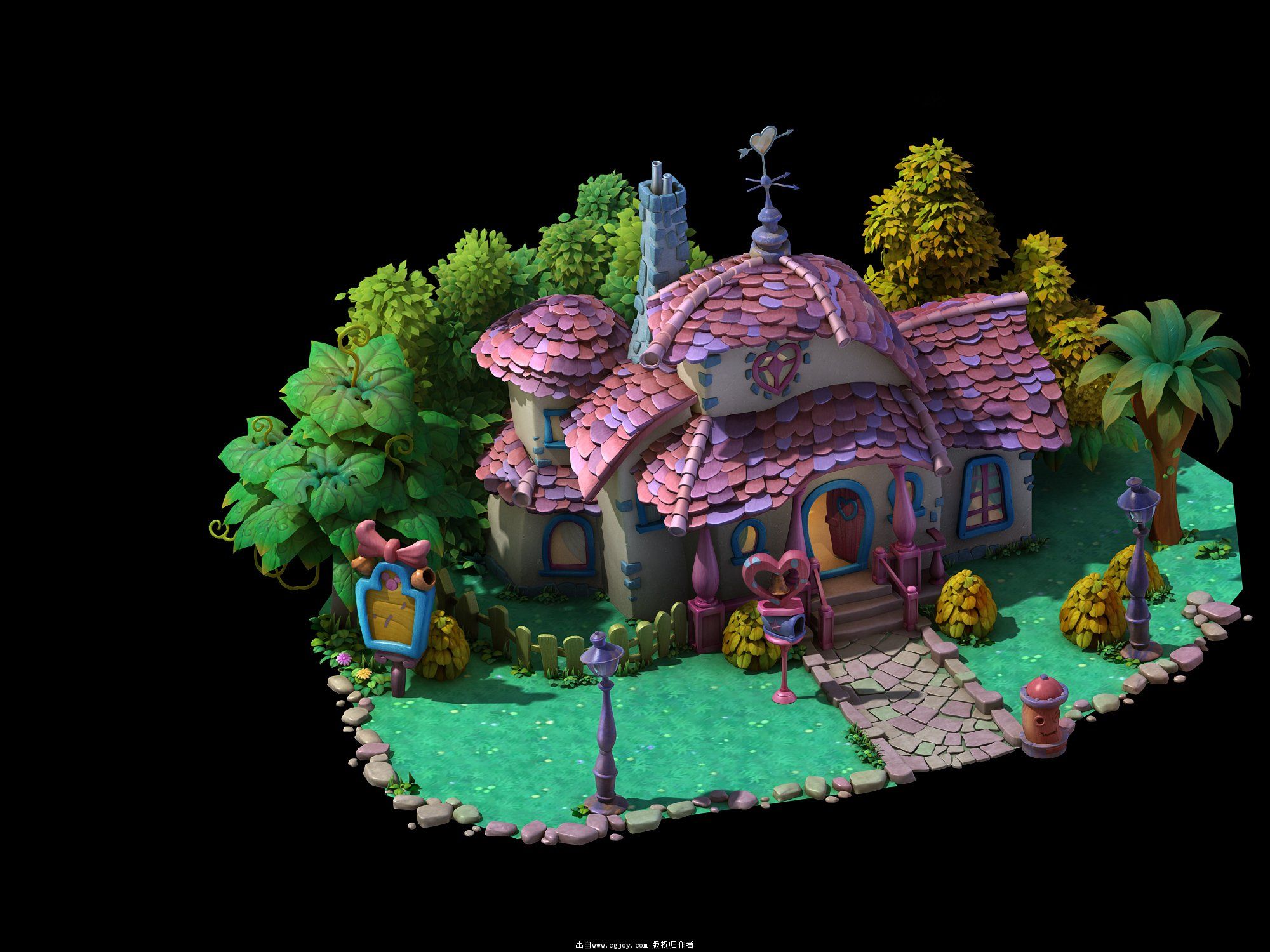 一个q版卡通的小场景 max文件