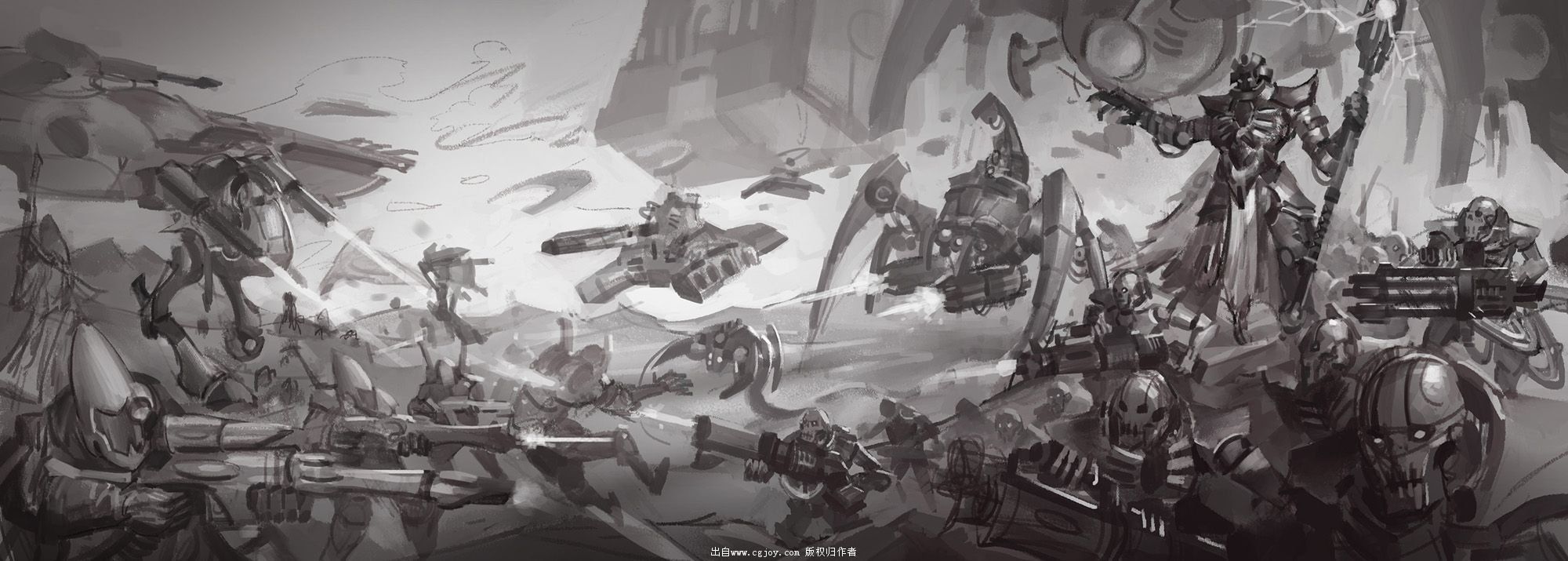 Necrons vs Eldar sketch.jpg