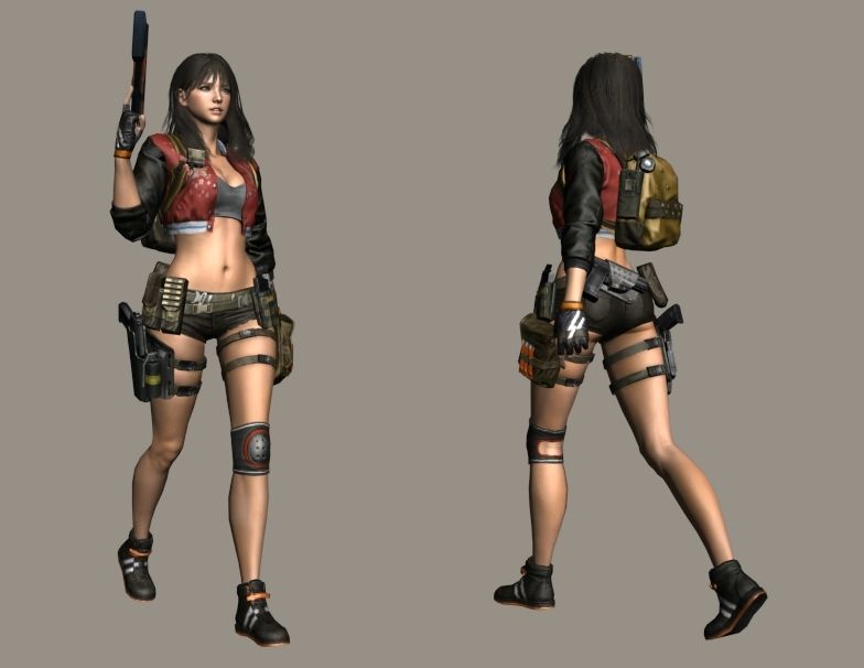 WomanWalkWithGun