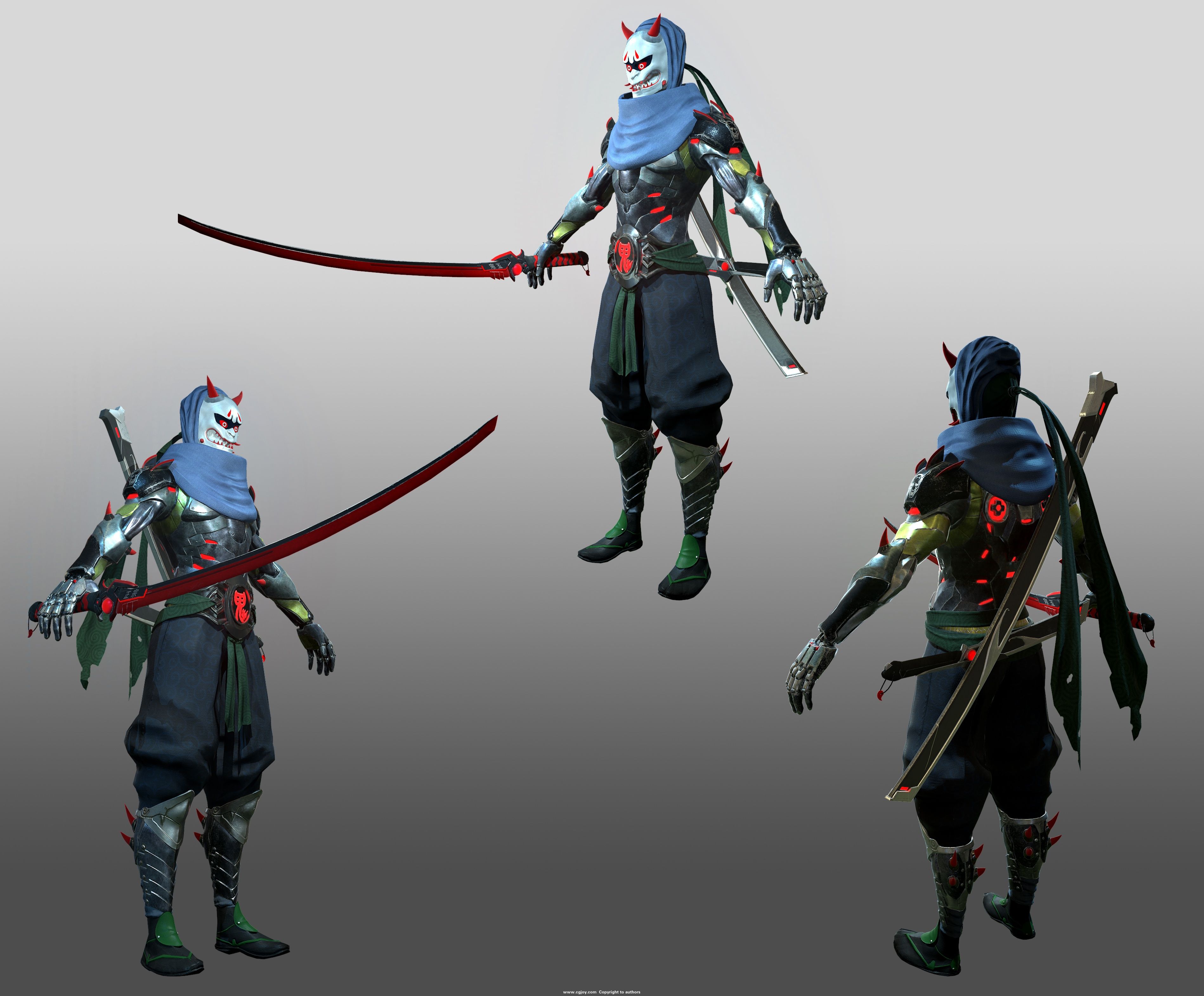 次时代源氏参照游戏模型自己从高模到拓扑到材质花了3个礼拜